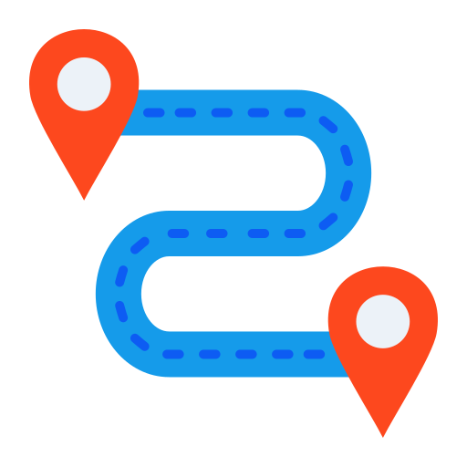 Two Navigation Pin In Red Colour And A Blue Colour Road
